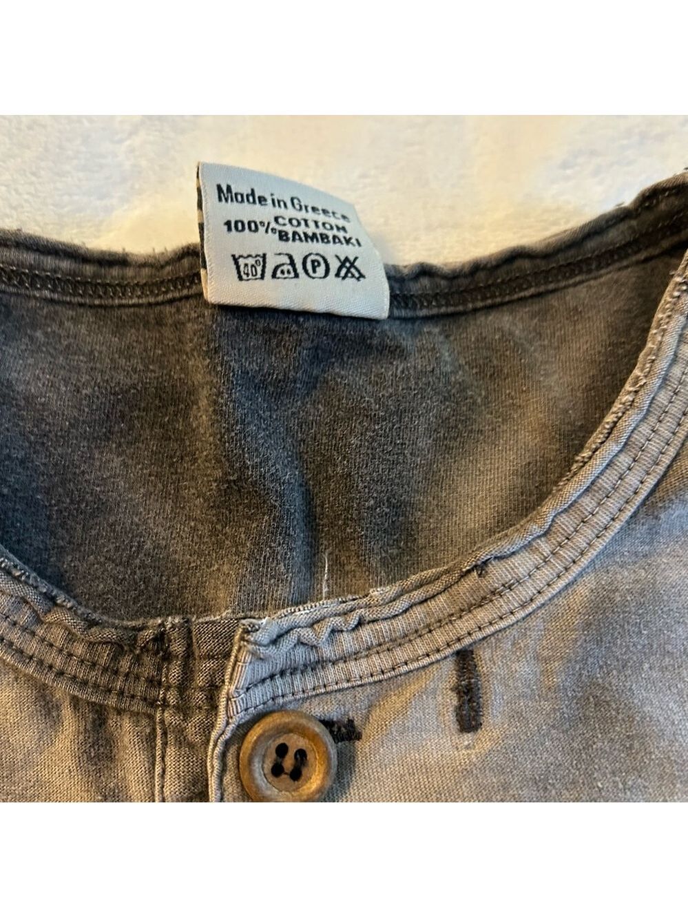Modous 2 tone gray short sleeve t-shirt with buttons at the collar size S cotton - Picture 4 of 6